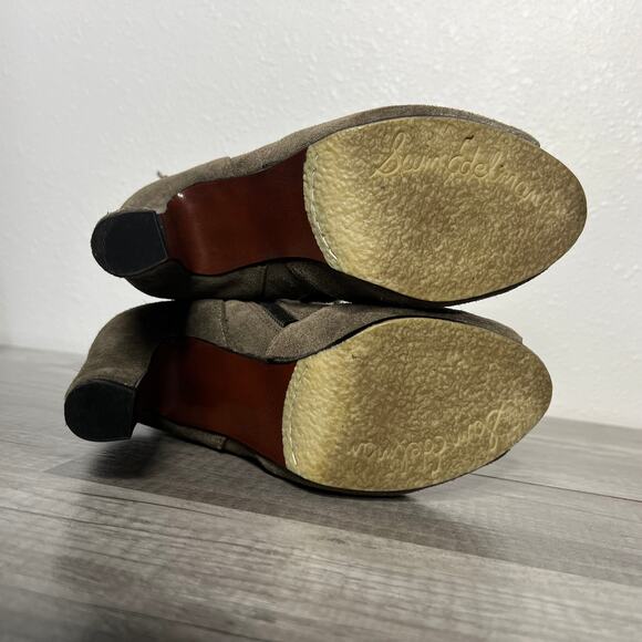 SAM Edelman Belmont Suede Zip Peep Toe Lace Up Ankle Boots Size 6 1/2 - Picture 3 of 6